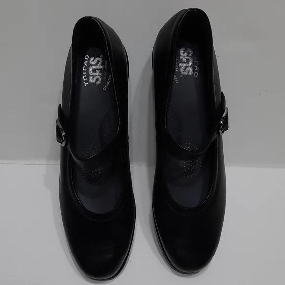 SAS Black Mary Jane Flats - Picture 1 of 11